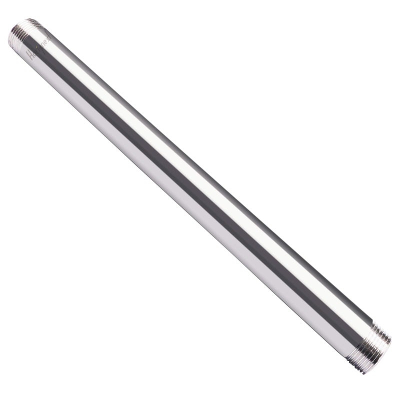 Horiznext stainless steel 304 pipe nipple npt 1/2 male threaded cast fitting, 12 inches length tube sleeve extension connector, schedule 40 conduit hose adapter - Image 1